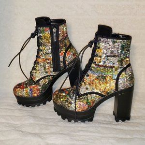 Cape Robbin Multicolor Sequin Ankle Boots